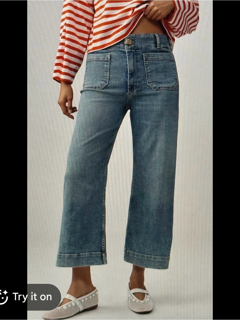 Anthropologie Maeve Colette Denim High-Rise Cropped Wide-Leg Size 27